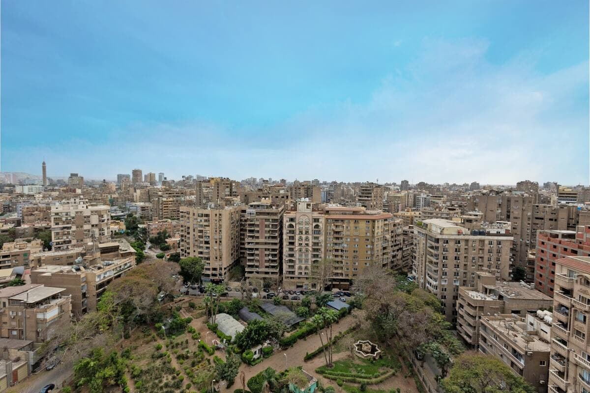 Spectacular aerial view of Cairo showing urban landscape