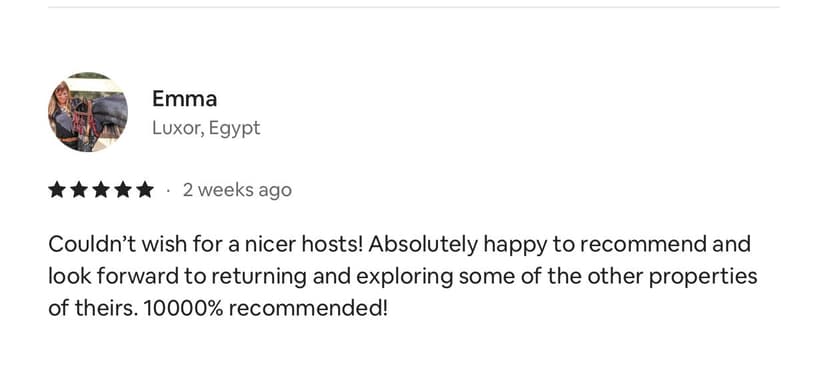 Review from Emma - Luxor, Egypt