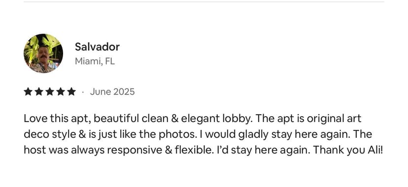 Review from Salvador - Miami, FL