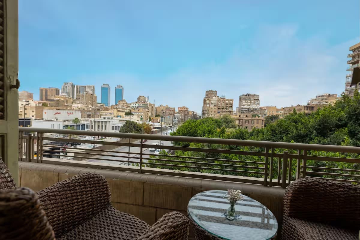 Spectacular balcony with panoramic Cairo skyline views